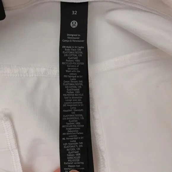 Mens Lululemon ABC Athletic Pant Slim 32 X 34 White Four Way Stretch New $128